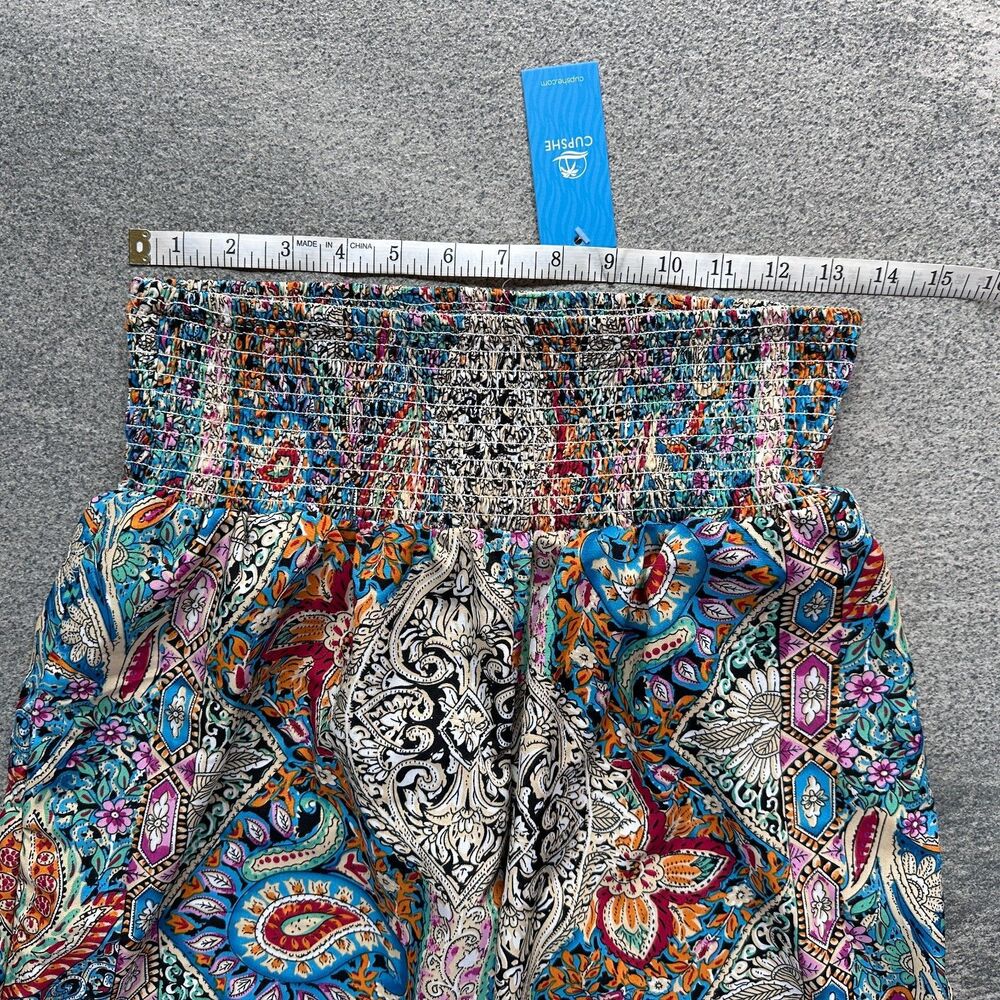 NWT Cupshe Multi-color Paisley Smocked Waist Tapered Leg Joggers Pockets M 6-8 - Picture 8 of 12